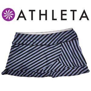 Athleta Striped Mini Skirt Skort Size Med/P Tennis Gym Athletic